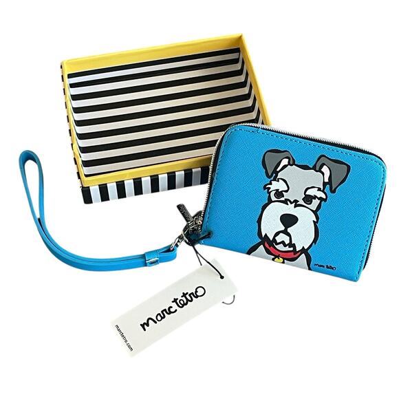 MARC TETRO Blue Schnauzer Dog Card ID Credit Card Holder Wallet Wristlet NWT/Box - Picture 1 of 6